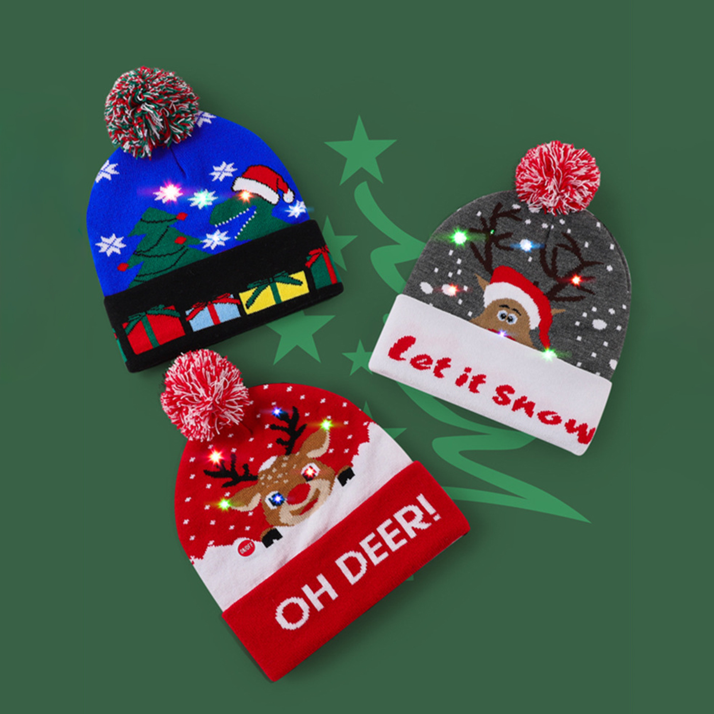 Custom Christmas Beanie With Light1