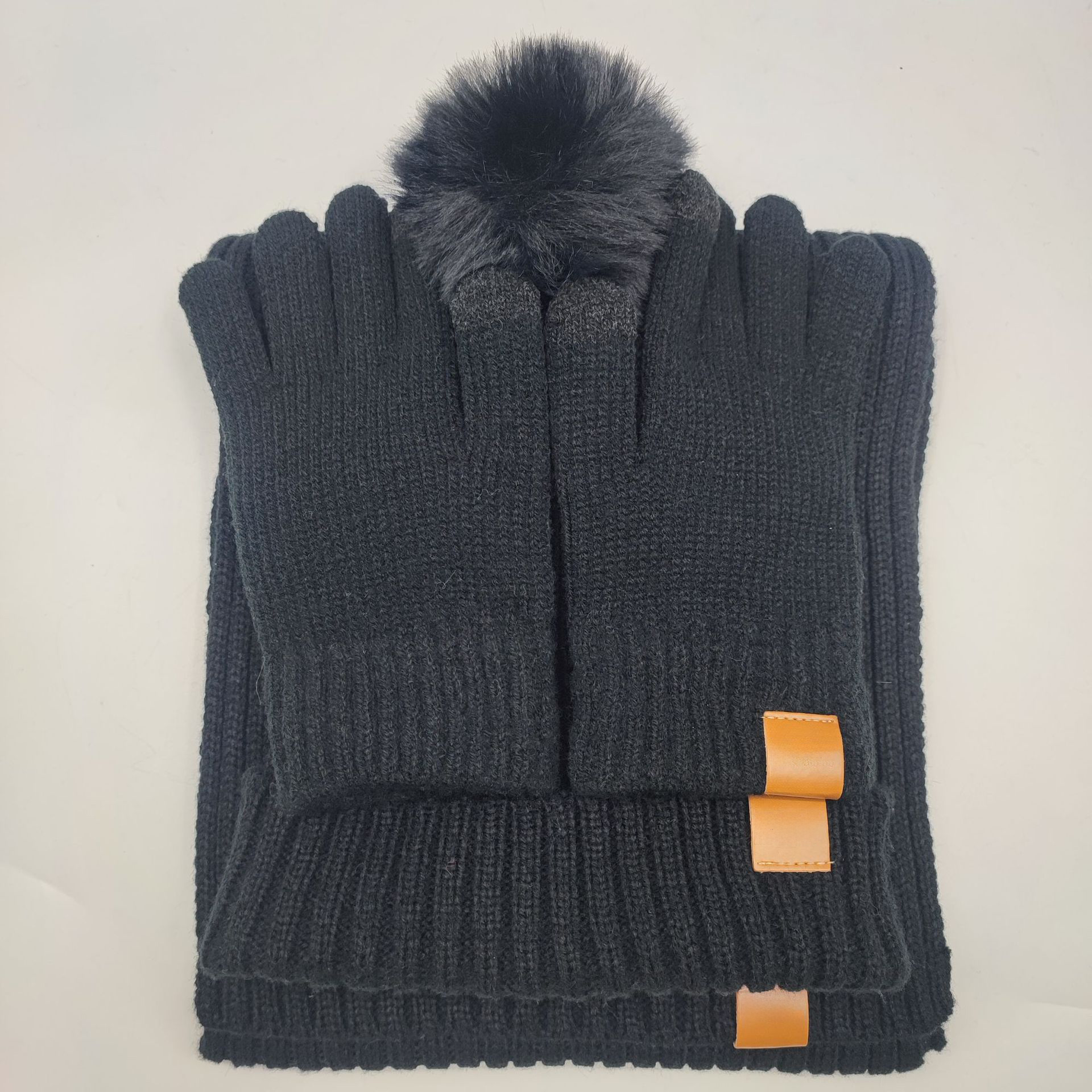 Winter Bobble Hat Gloves Scarf Set2