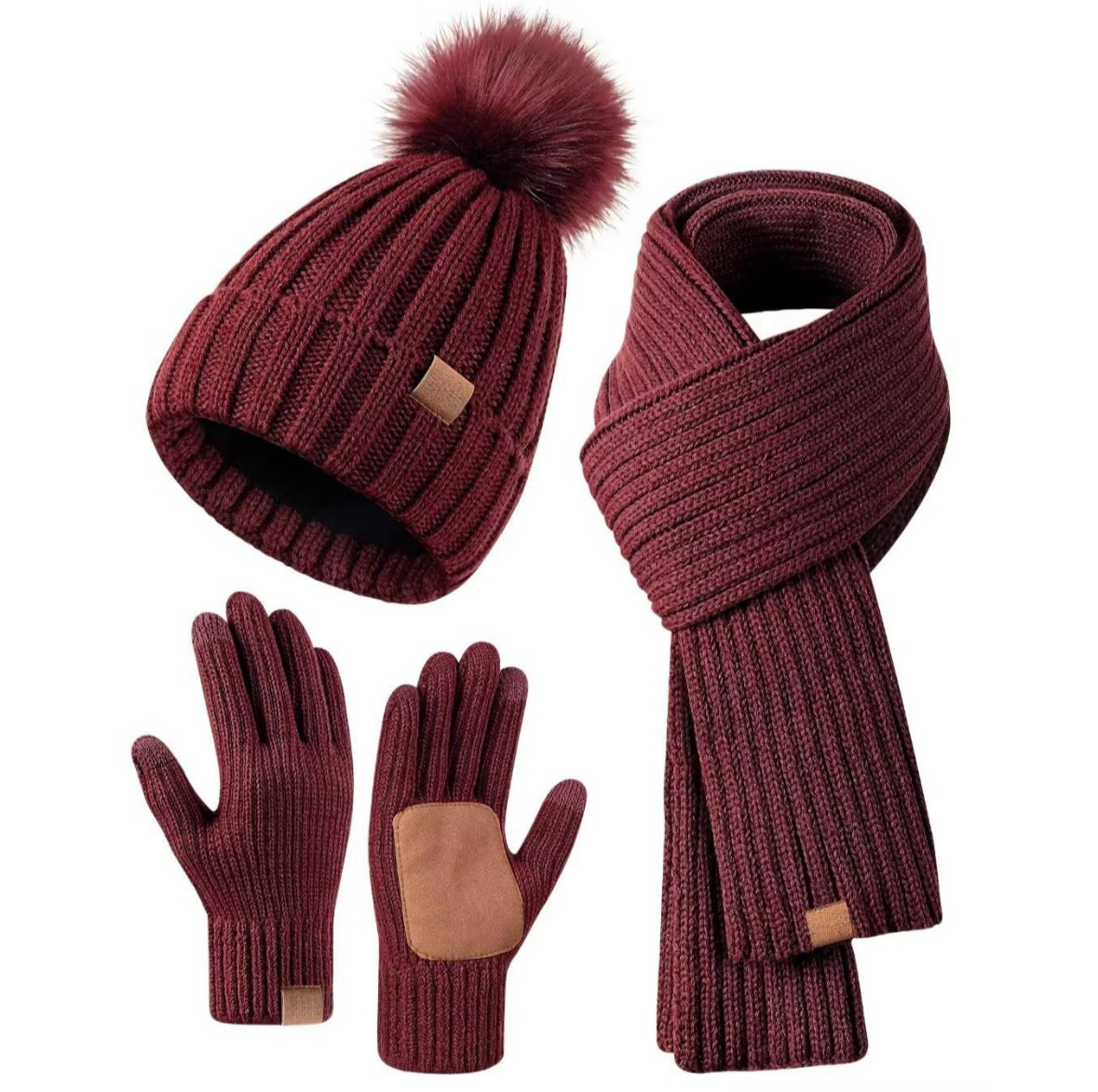 Winter Bobble Hat Gloves Scarf Set1