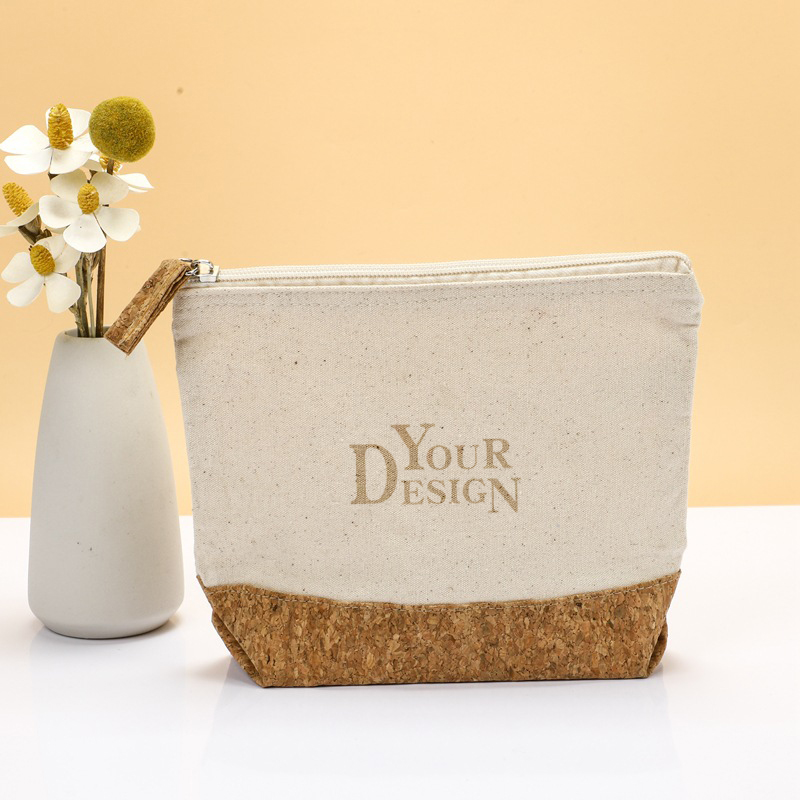 Eco-friendly Canvas With Cork Zipper Pouch