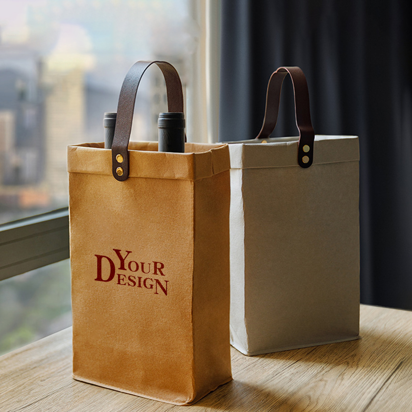 Kraft Paper Washable Wine Bag1