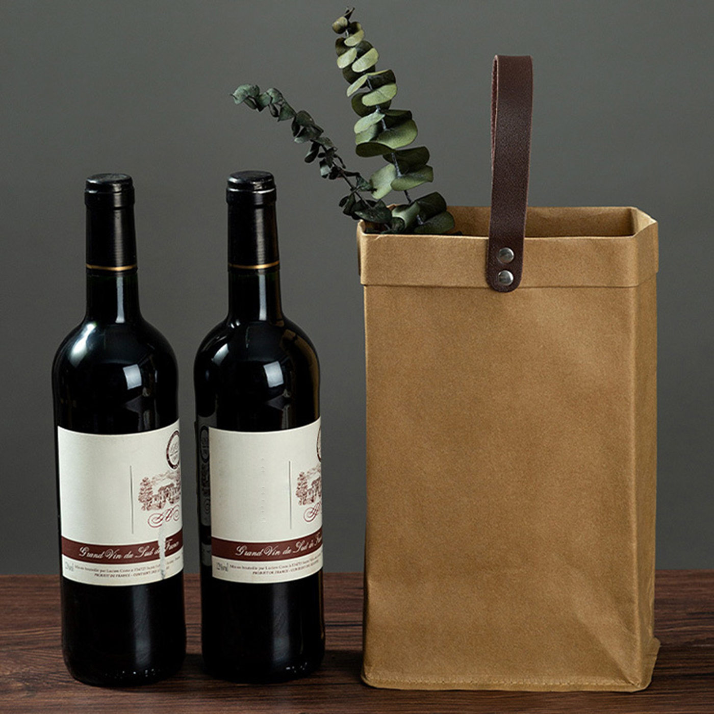 Kraft Paper Washable Wine Bag3