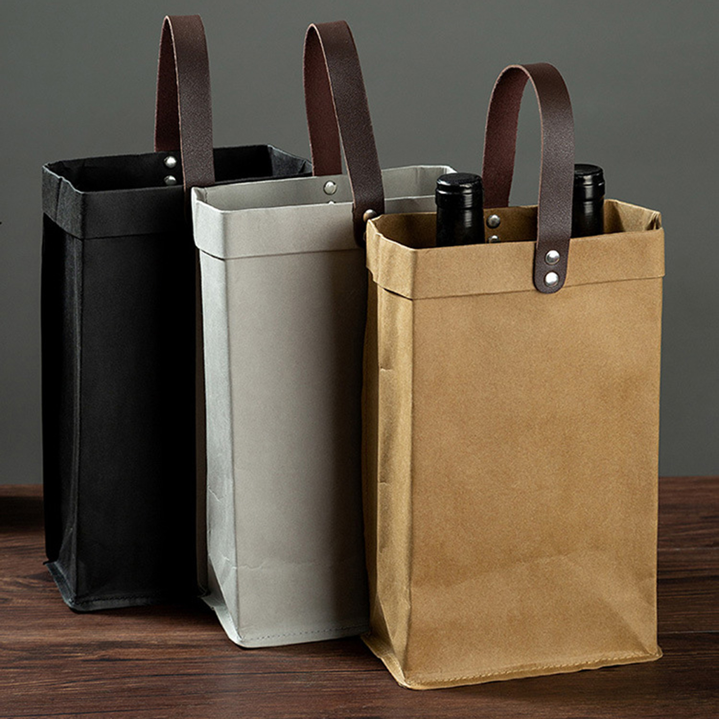 Kraft Paper Washable Wine Bag4