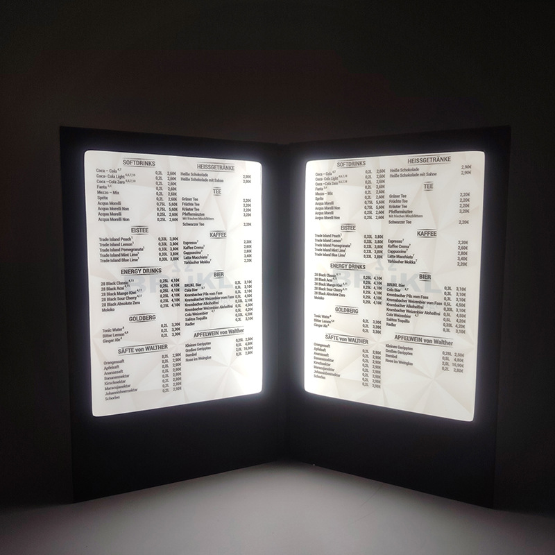 LED Illuminated Menu Cover