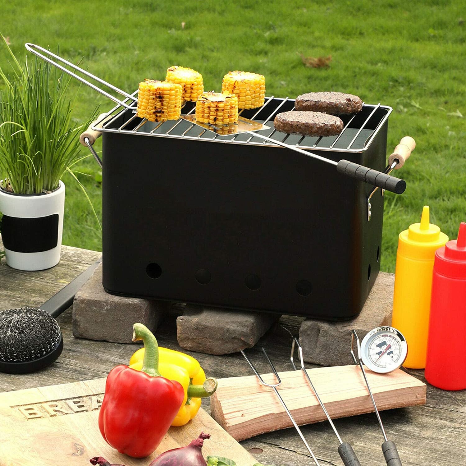 Rectangular Portable Iron BBQ Bucket 3