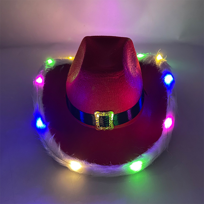 Light Up Cowboy Santa Hat2