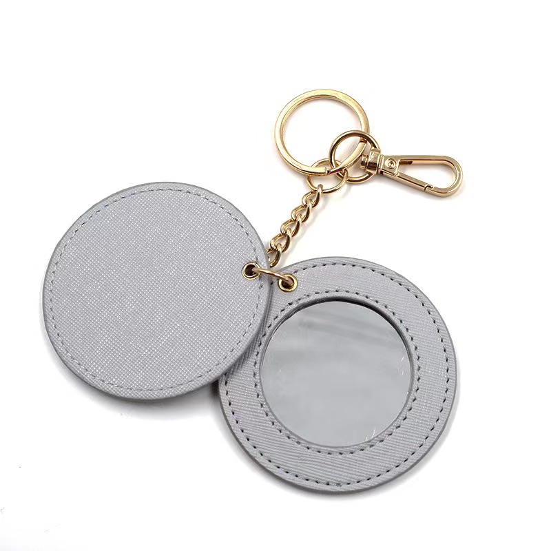 Personalized PU Compact Mirror With Keychain