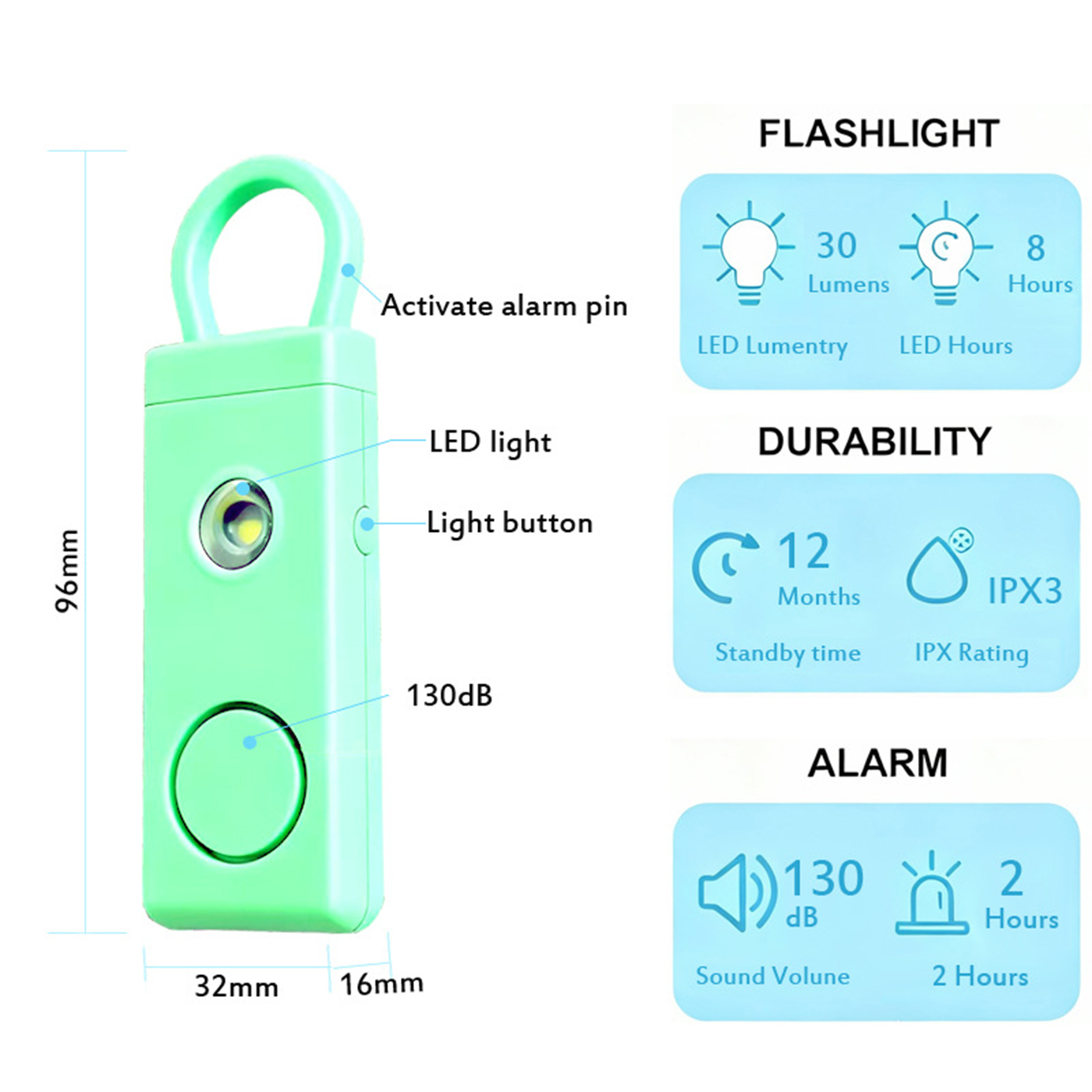 Personal Safety Alarm With Flashlight2