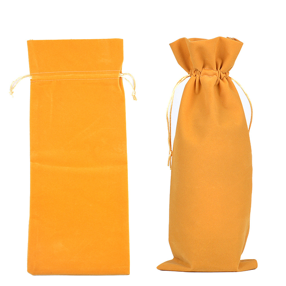 Velvet Tubular Drawstring Wine Bottle Bag1