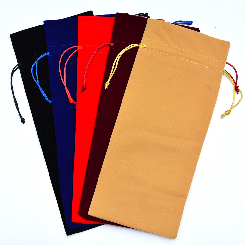 Velvet Tubular Drawstring Wine Bottle Bag3