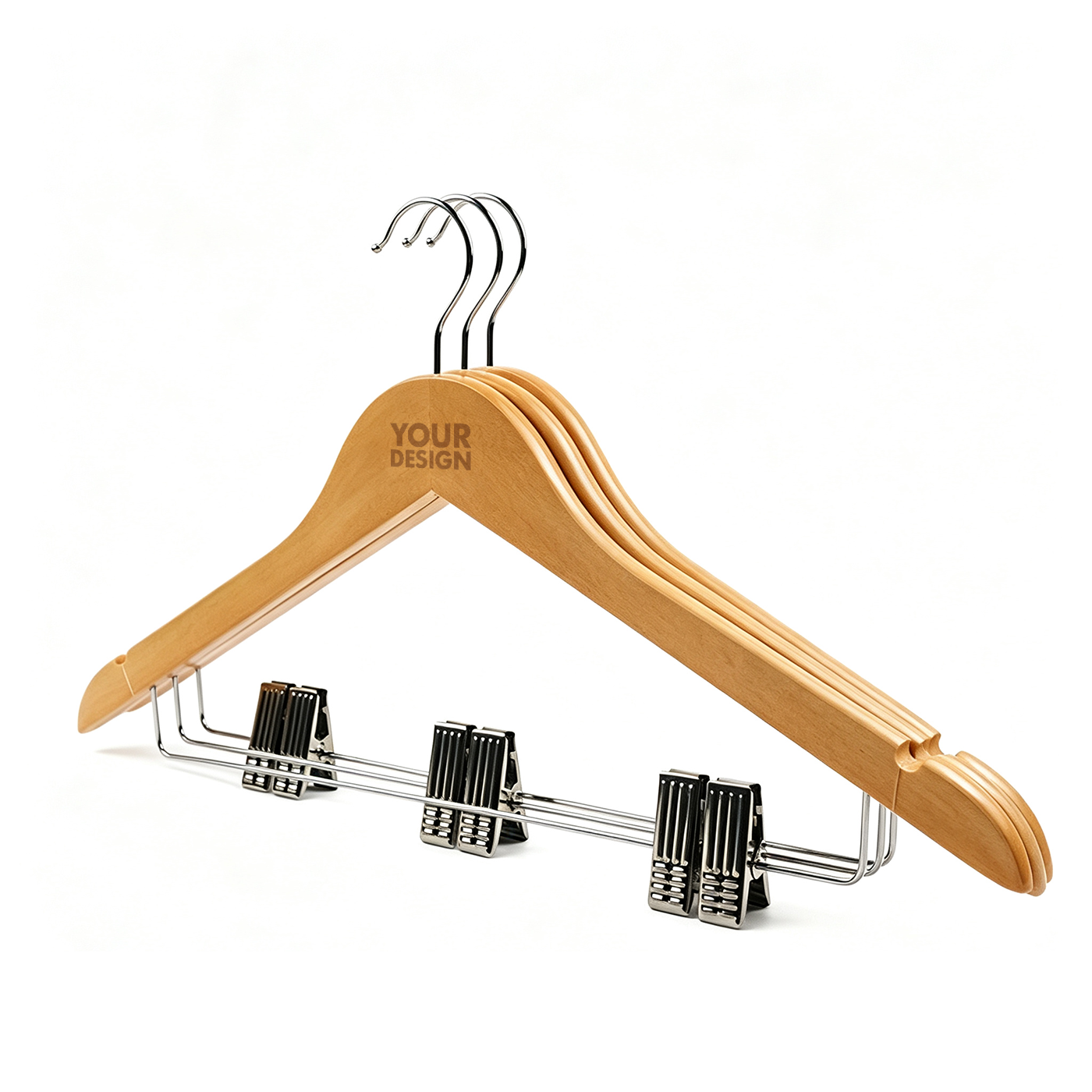 Custom Solid Wood Anti Slip Clothes Hanger Set
