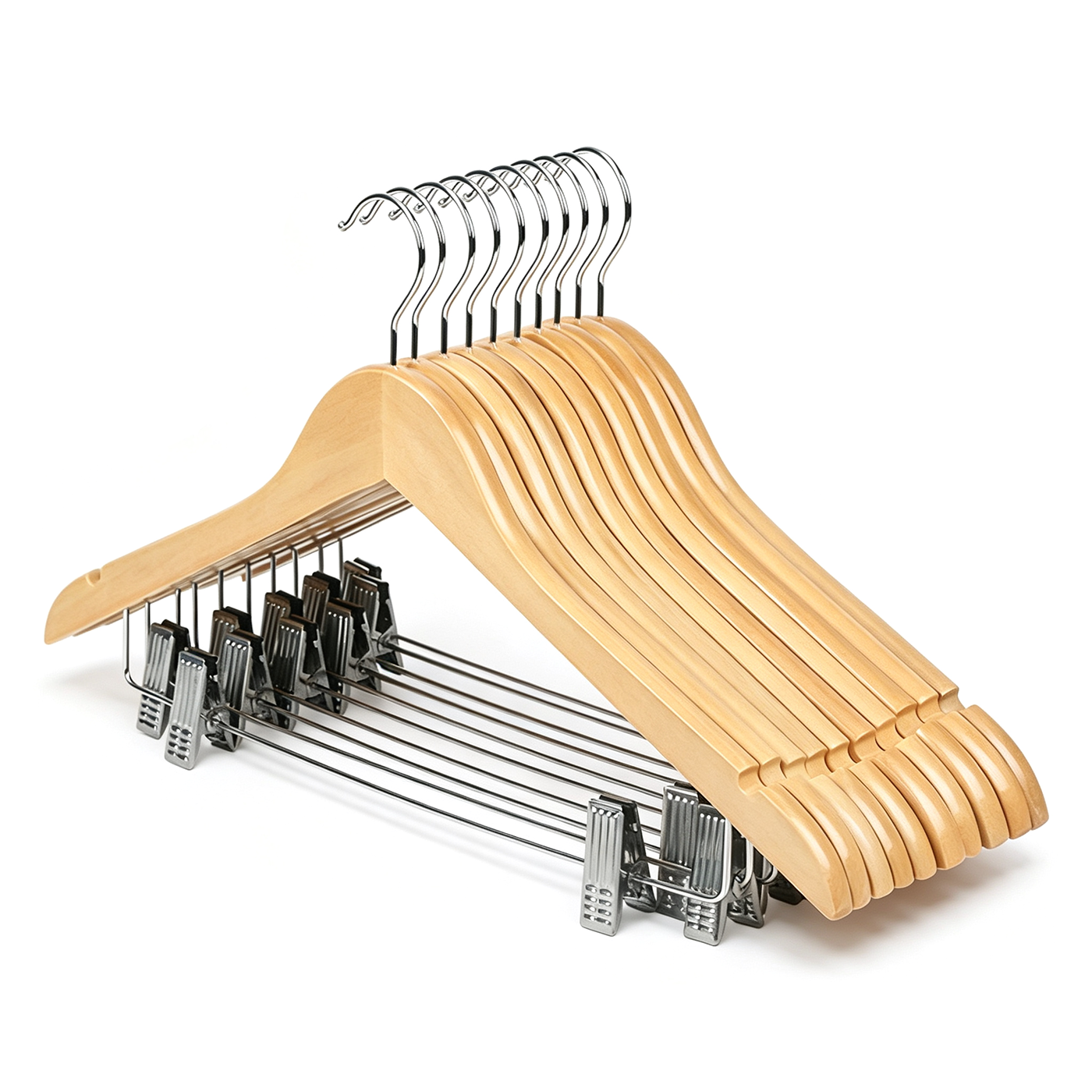 Custom Solid Wood Anti Slip Clothes Hanger Set1