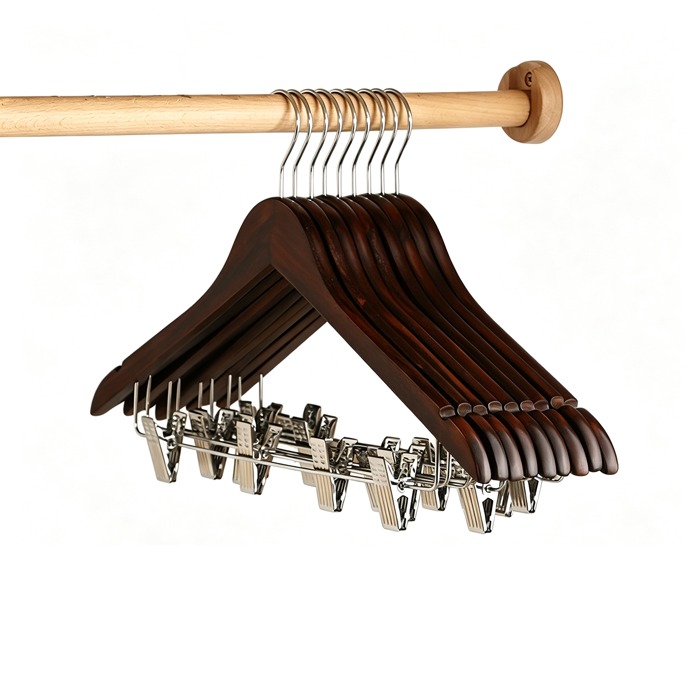 Custom Solid Wood Anti Slip Clothes Hanger Set2