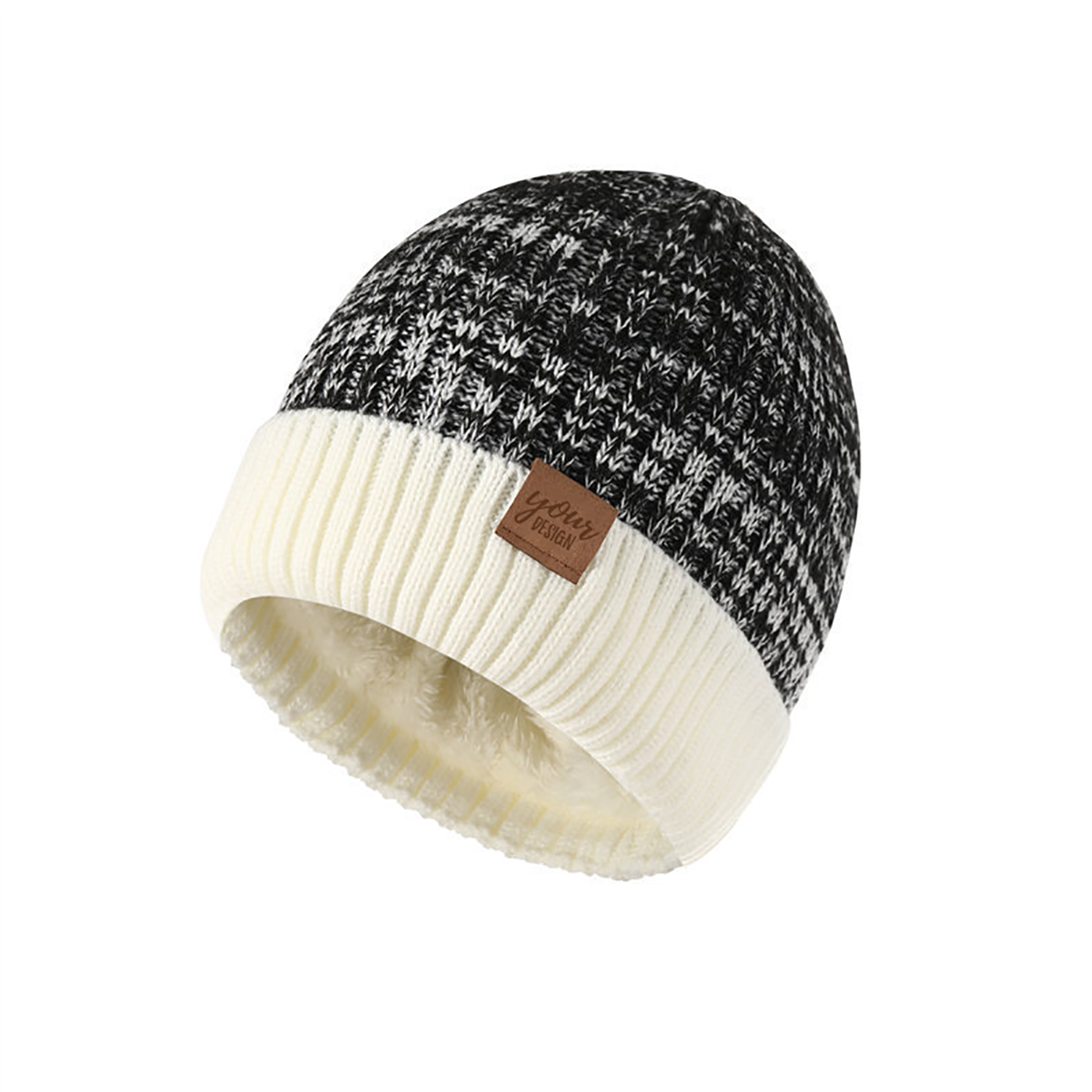 Custom Thick Fleece Knitted Winter Beanie Hat