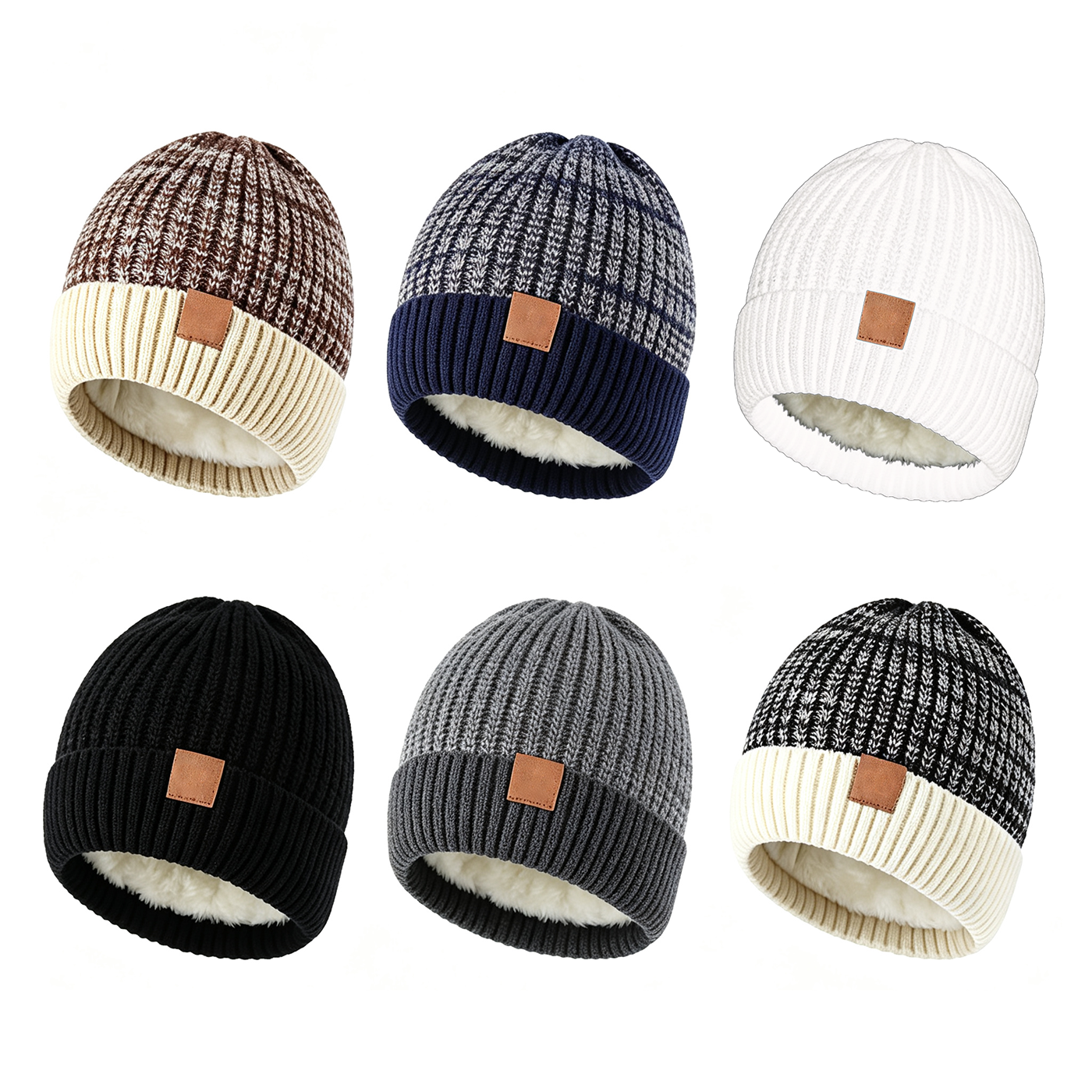 Custom Thick Fleece Knitted Winter Beanie Hat2