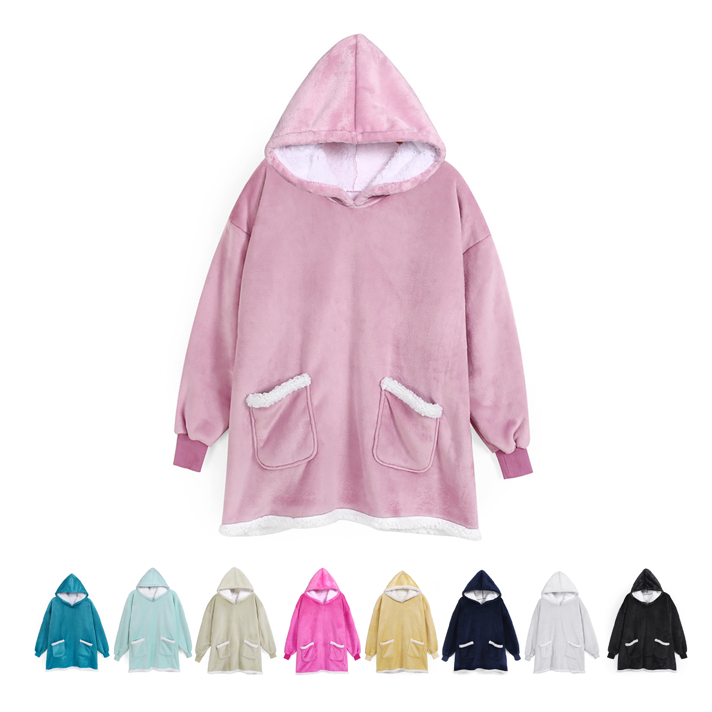 Oversized Hooded Flannel Sweatshirt Blanket