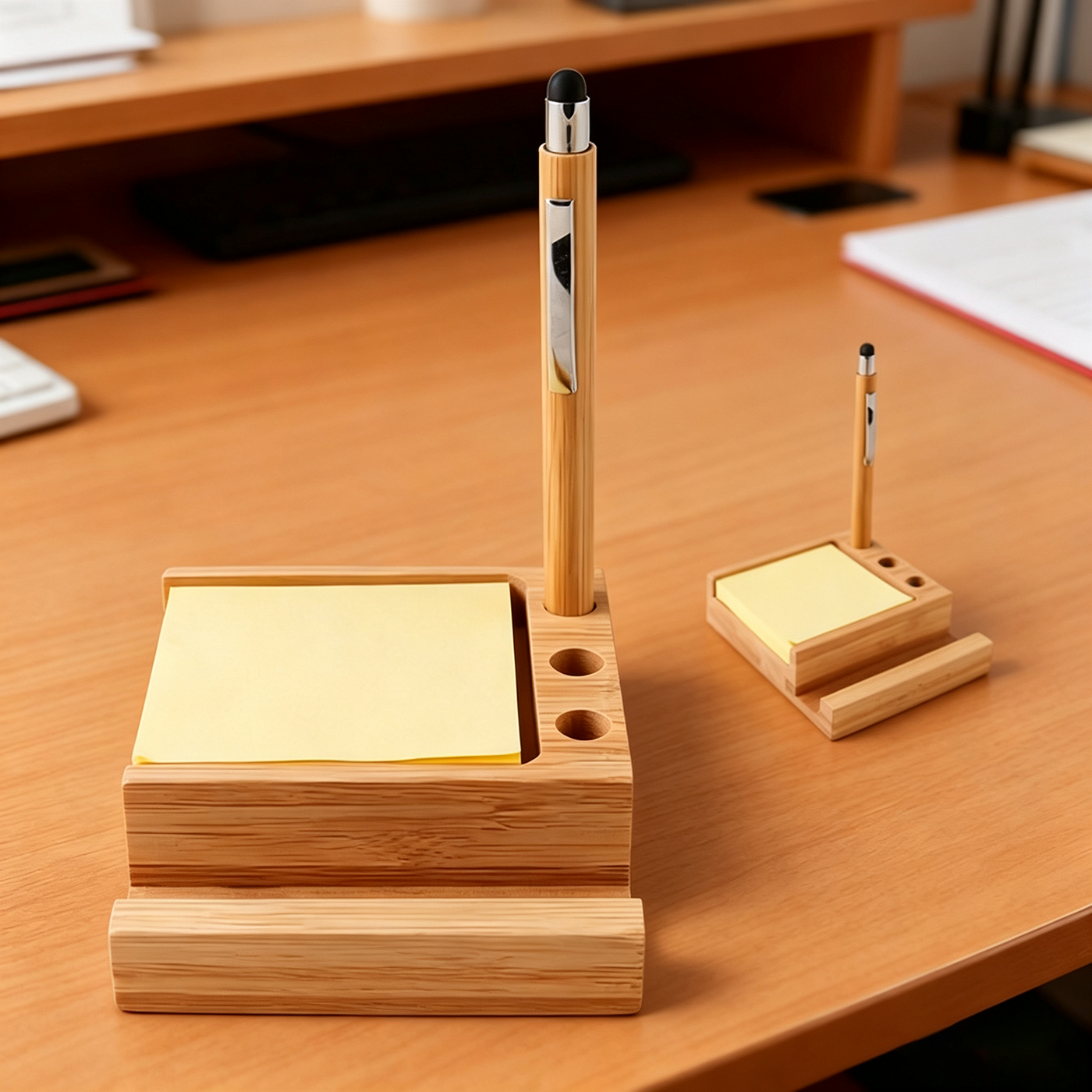 Bamboo Multi Function Desk Organizer Set3
