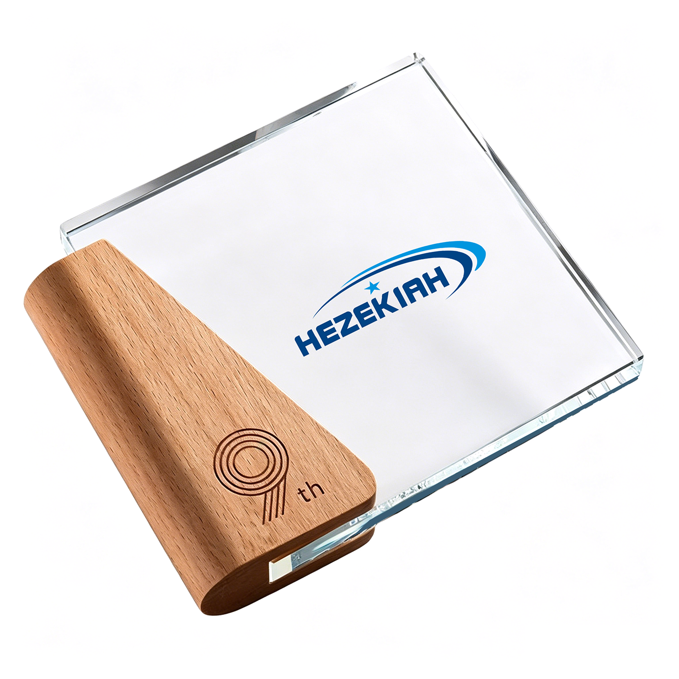 Crystal Trophy With Wooden Base