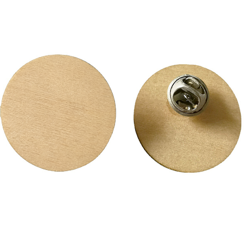 Custom Laser Engraved Wooden Badge Pin2