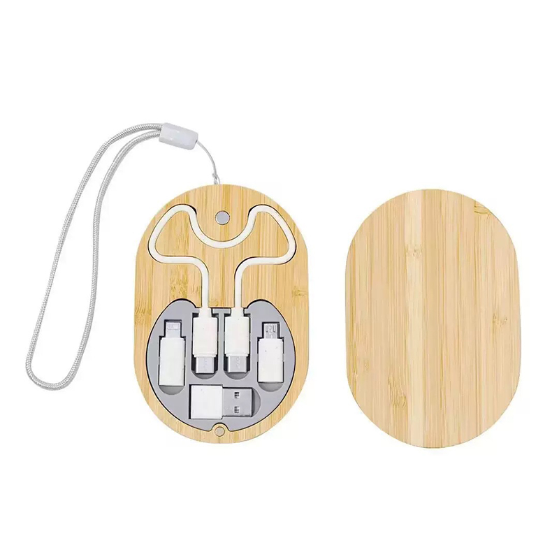 Custom Eco Bamboo Multi Function Charging Cable Box3