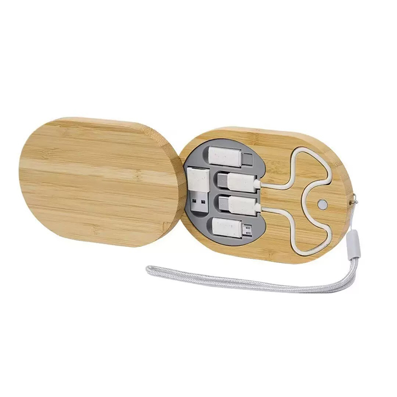 Custom Eco Bamboo Multi Function Charging Cable Box2