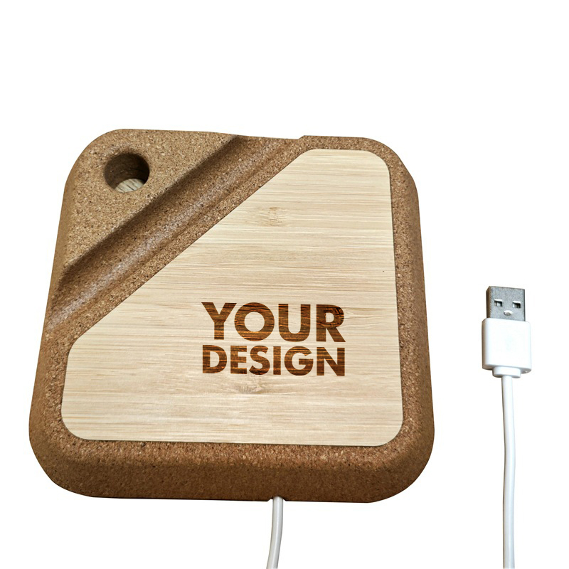 Custom 15W Bamboo Cork 3 in 1 Wireless Charger