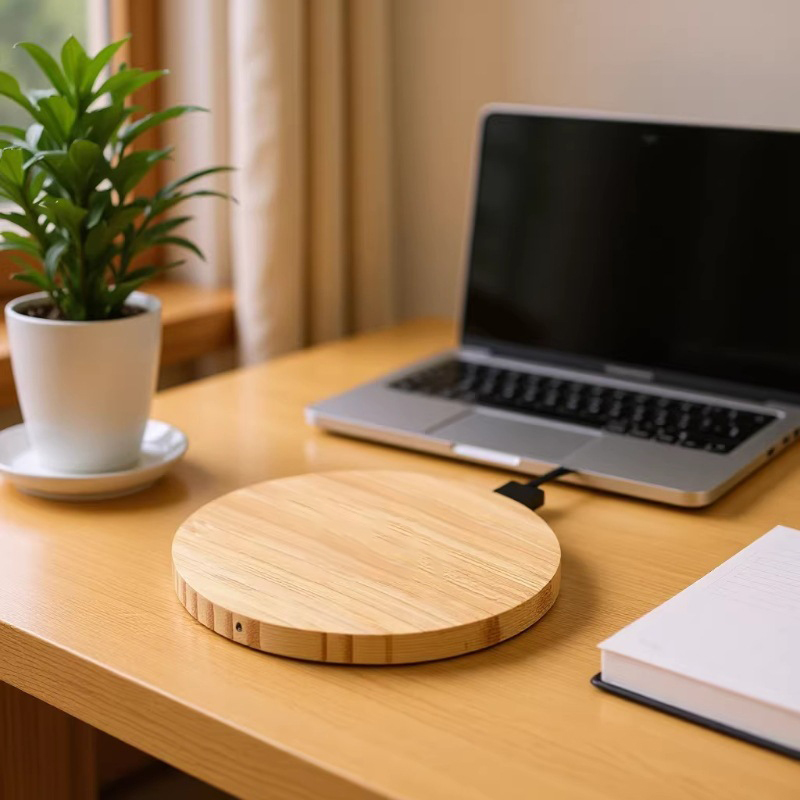 Custom 15W Bamboo Fast Wireless Charger2