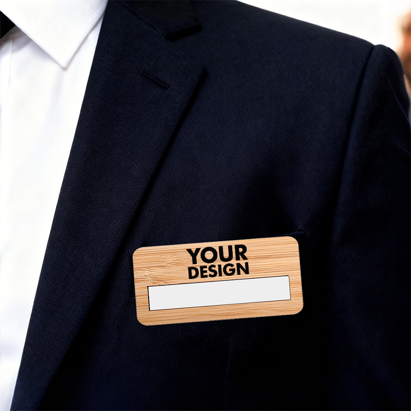Custom Wooden Employee Name Badge Pin
