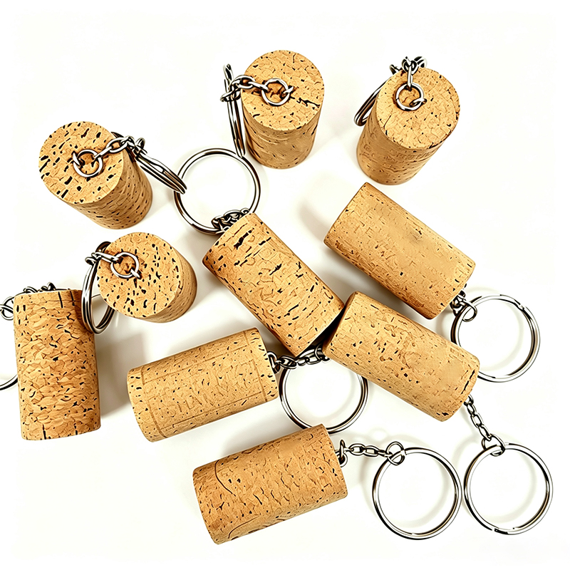 Custom Eco Cork Bottle Stopper Keychain2