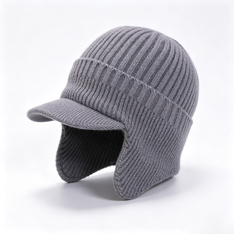 Custom Thick Knitted Ear Flap Winter Hat1