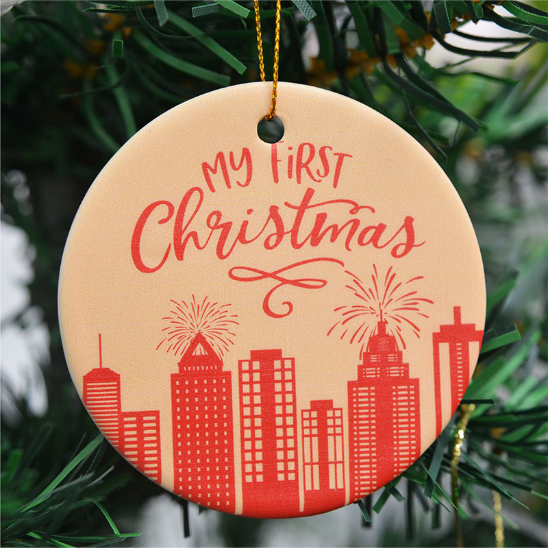 Round Ceramic Christmas Hanging Decor2