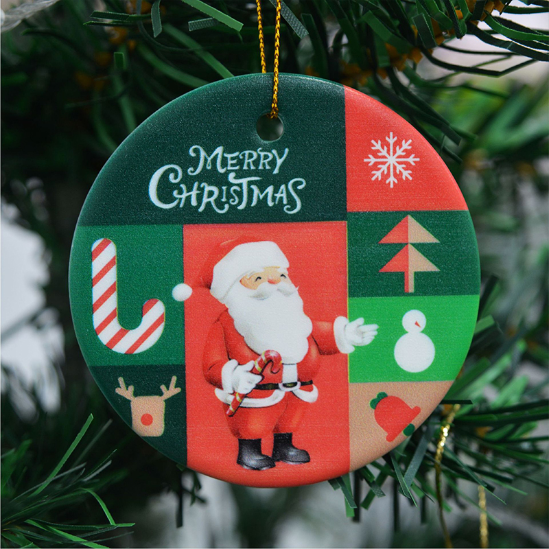 Round Ceramic Christmas Hanging Decor3