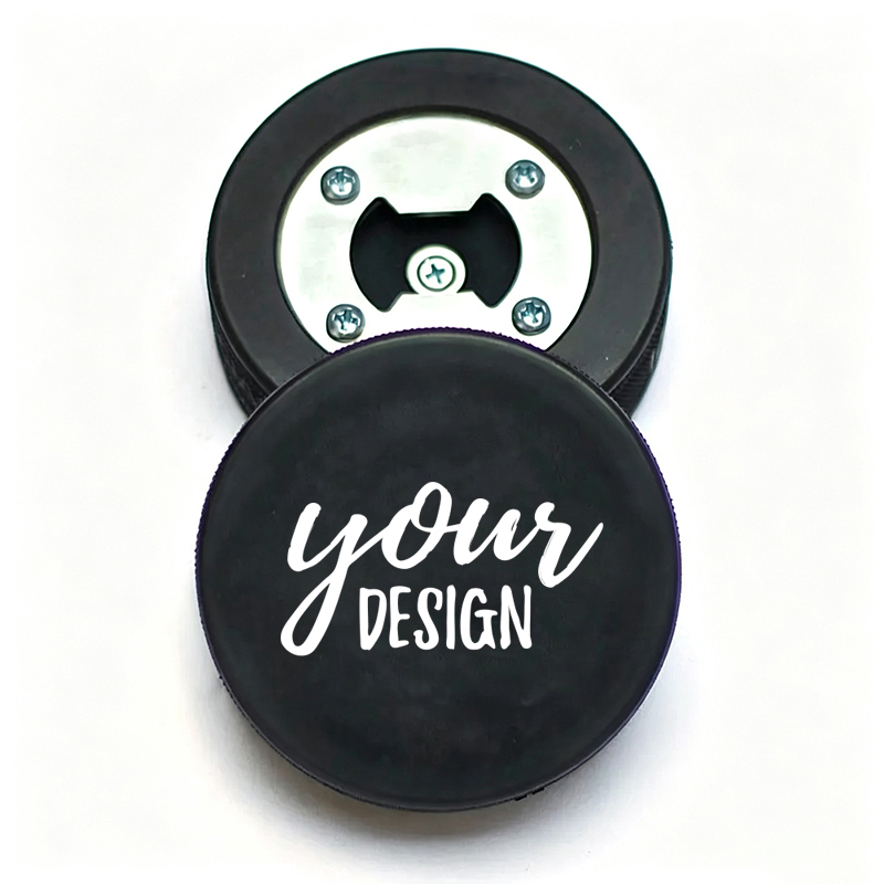 Rubber Hockey Puck Beer Bottle Opener