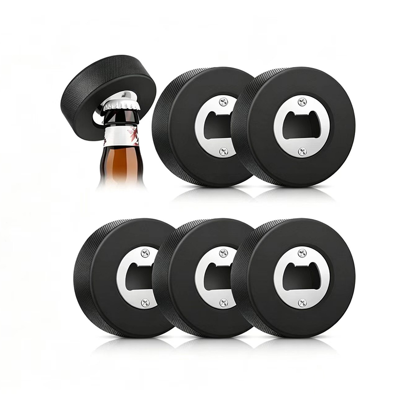 Rubber Hockey Puck Beer Bottle Opener2