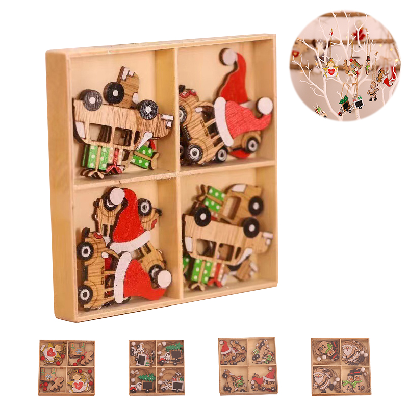 Wooden Christmas Tree Ornaments Set