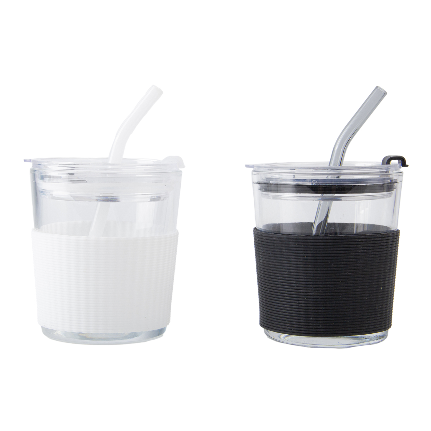 Custom Glass Cup With Lid And Straw