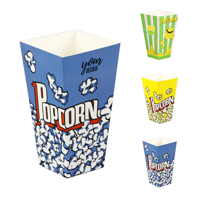 Custom 850ml Square Paper Popcorn Bucket