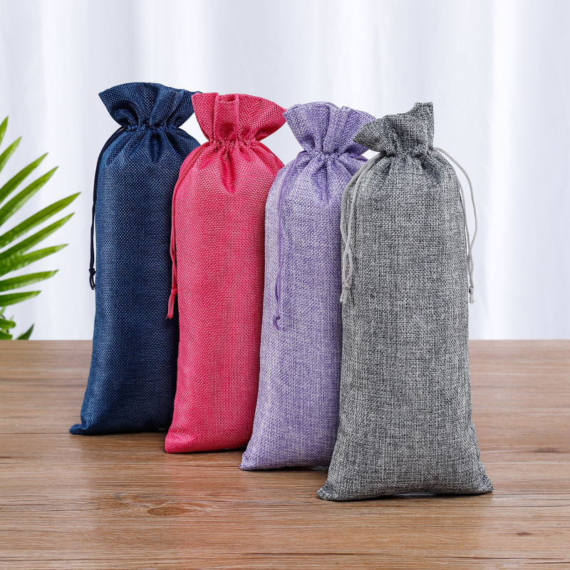 Personalized Drawstring Burlap Wine Bag1